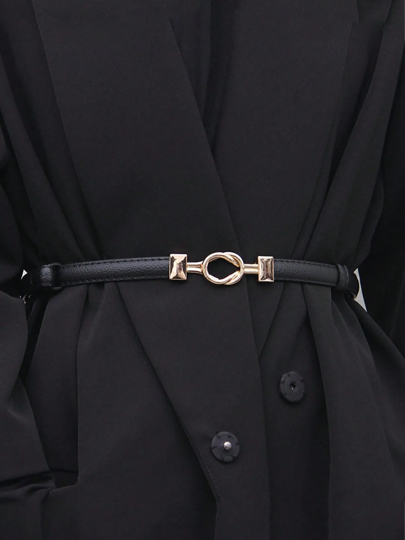 1pc Thin Geo Buckle Skinny Belt