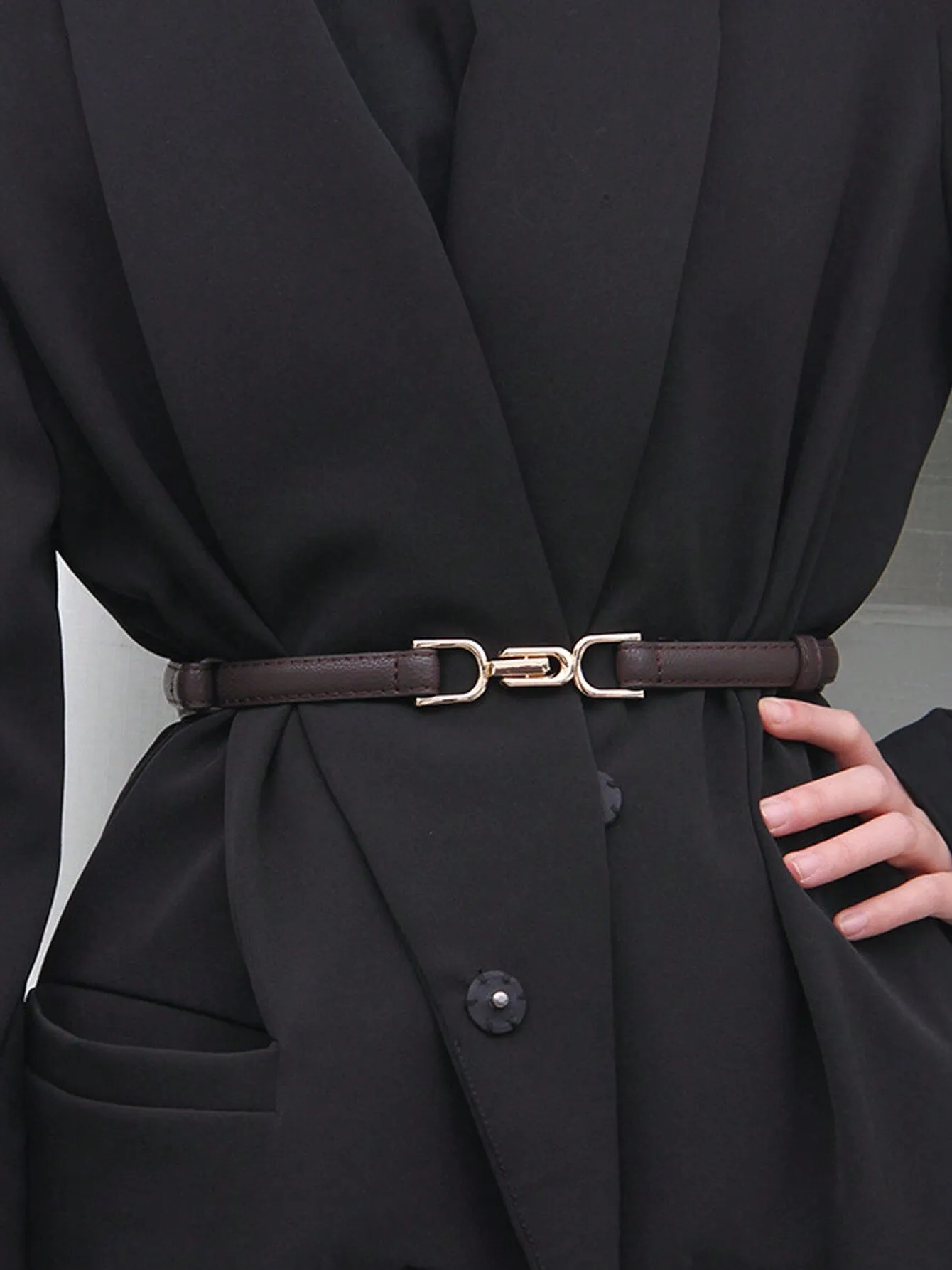 1pc Thin Geo Buckle Skinny Belt