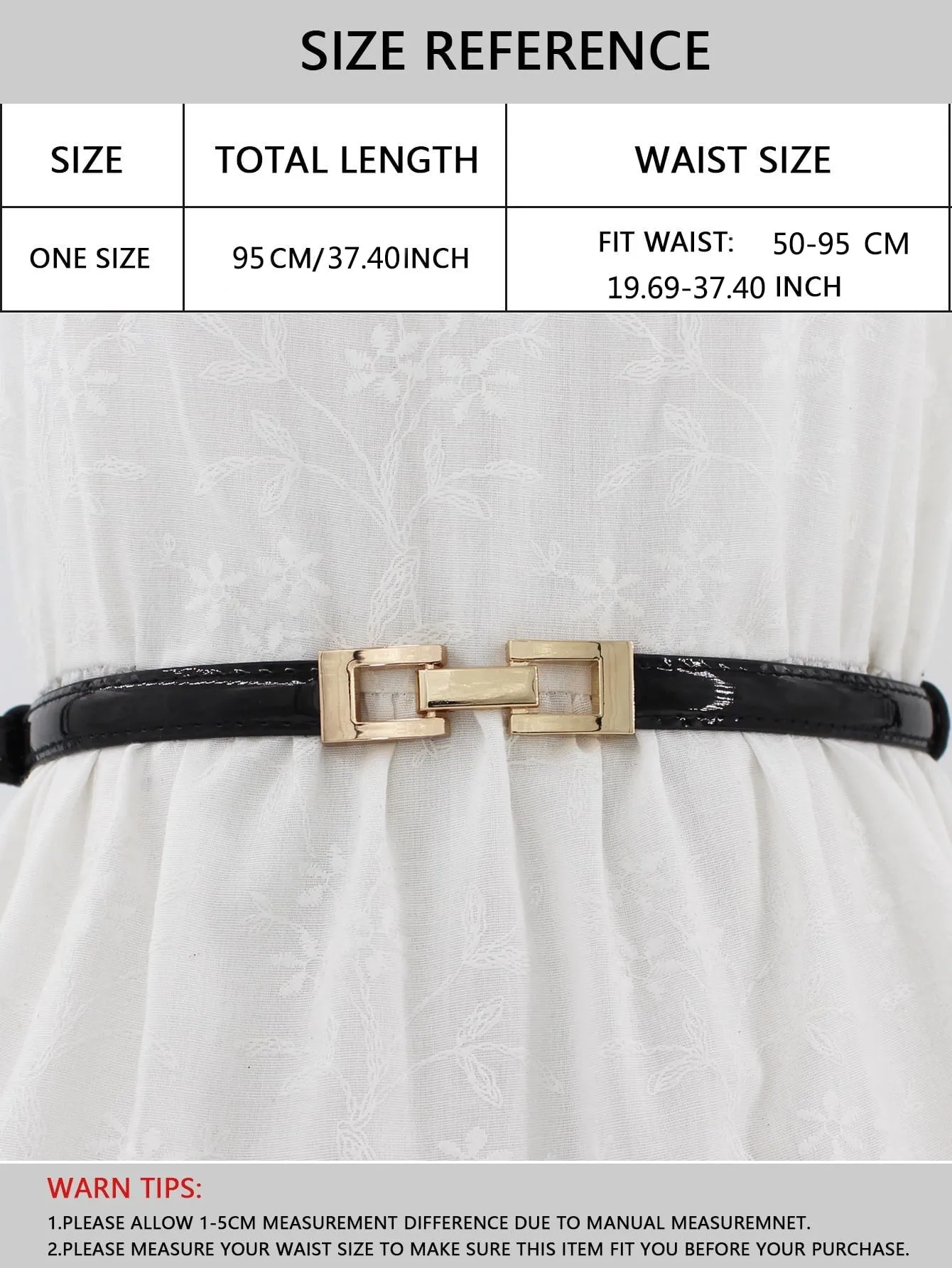 1pc Thin Geo Buckle Skinny Belt