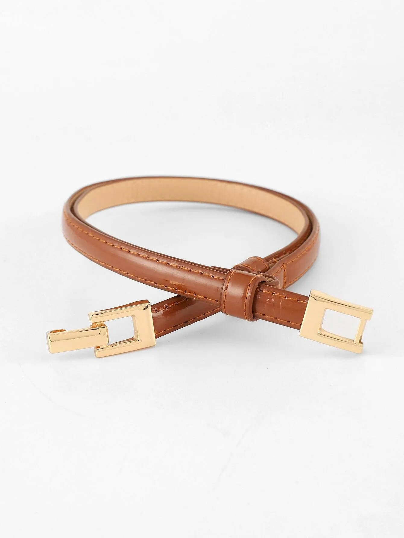 1pc Thin Geo Buckle Skinny Belt