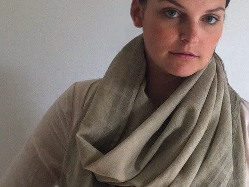 Avani Wild Silk & Merino Wool Shawl in Olive