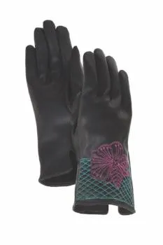 Blossom Cuff Gloves - Magenta/Black