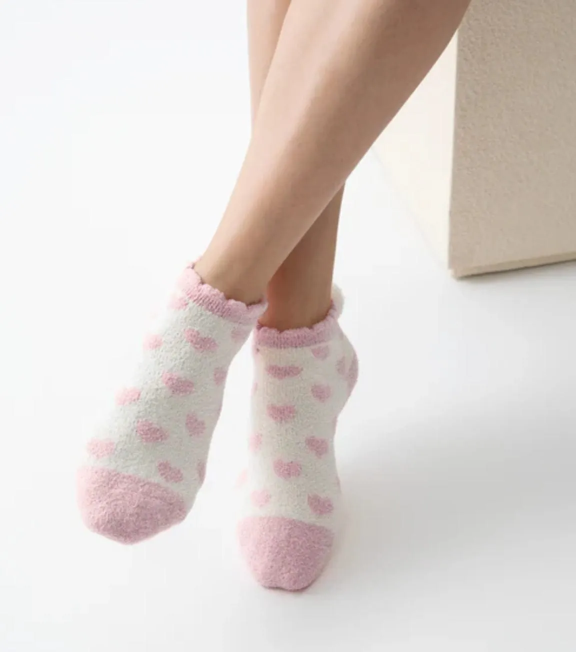 Blush Hearts Socks, Non-skid