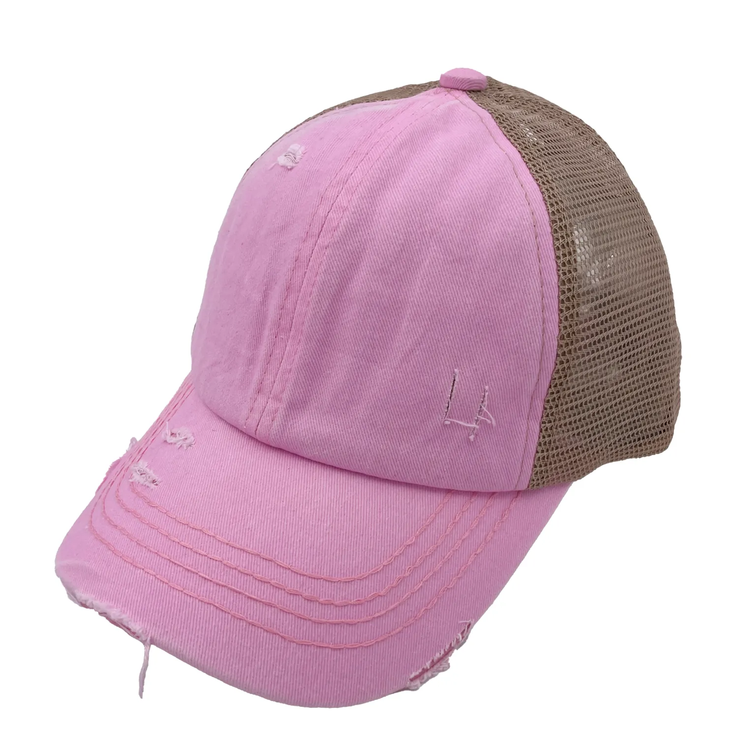 BT-780 C.C Criss Cross Pony Cap Baby Pink/Beige