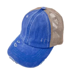 BT-780 C.C Criss Cross Pony Cap Blue Moon/Beige