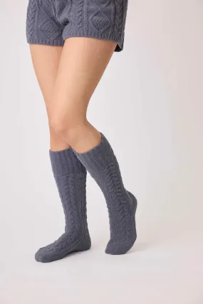 Chenille Cozy Cable Knee Socks