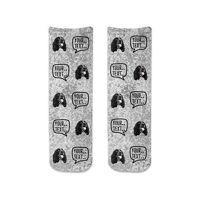 Custom Photo Crew Socks with Personalized Text and Photo