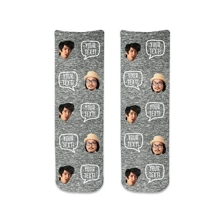 Custom Photo Crew Socks with Personalized Text and Photo