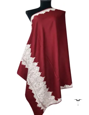 dark maroon embroidery pashmina shawl 7942