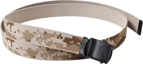 Digital Desert Camouflage Tan - Reversible Military Web Belt with Black Buckle 54 in.