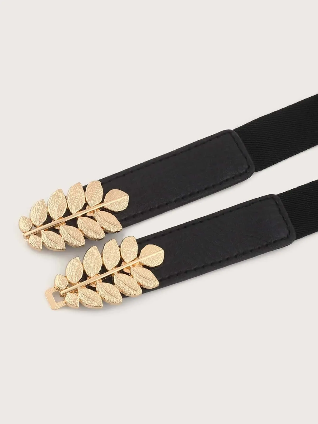 Elastic Waist Metal Leaf Decor Belt