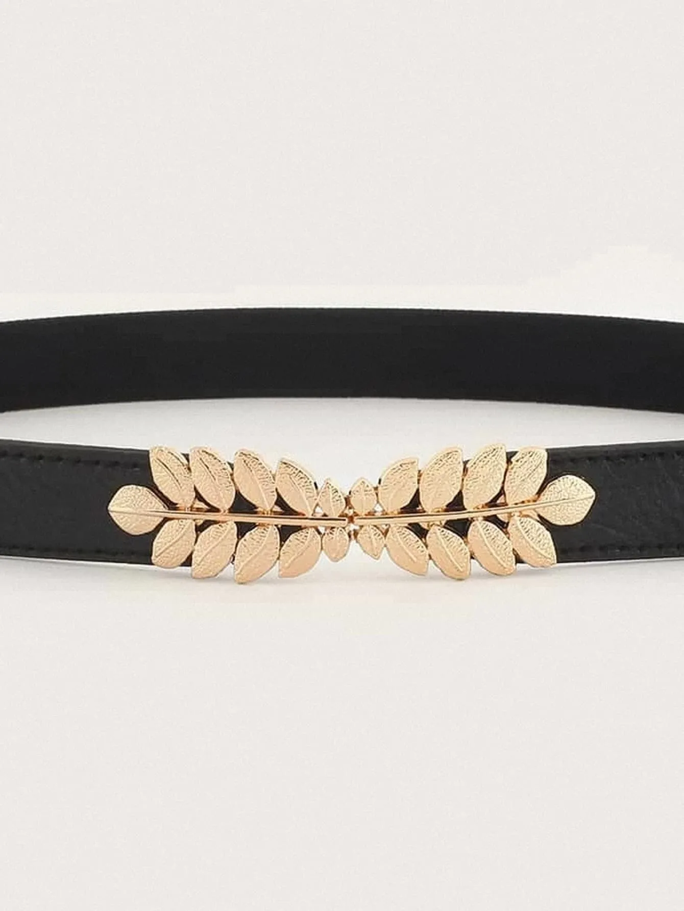 Elastic Waist Metal Leaf Decor Belt