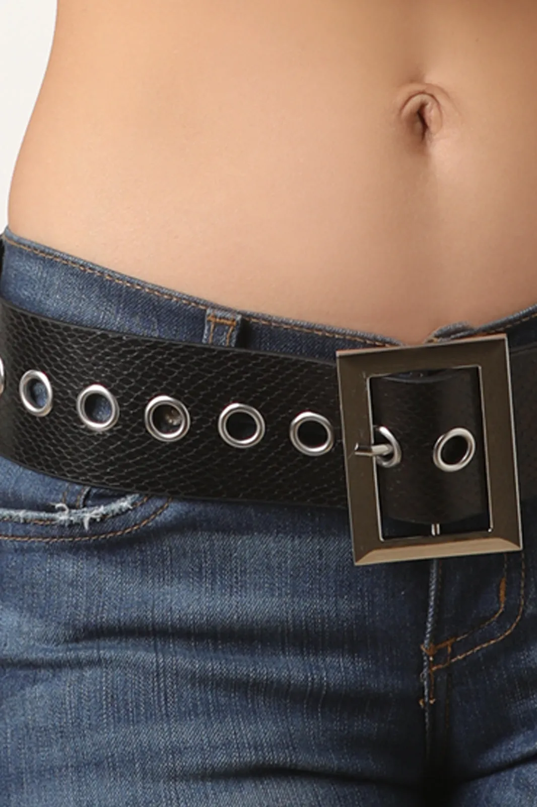 Eyelet Oversized Square Buckled Belt