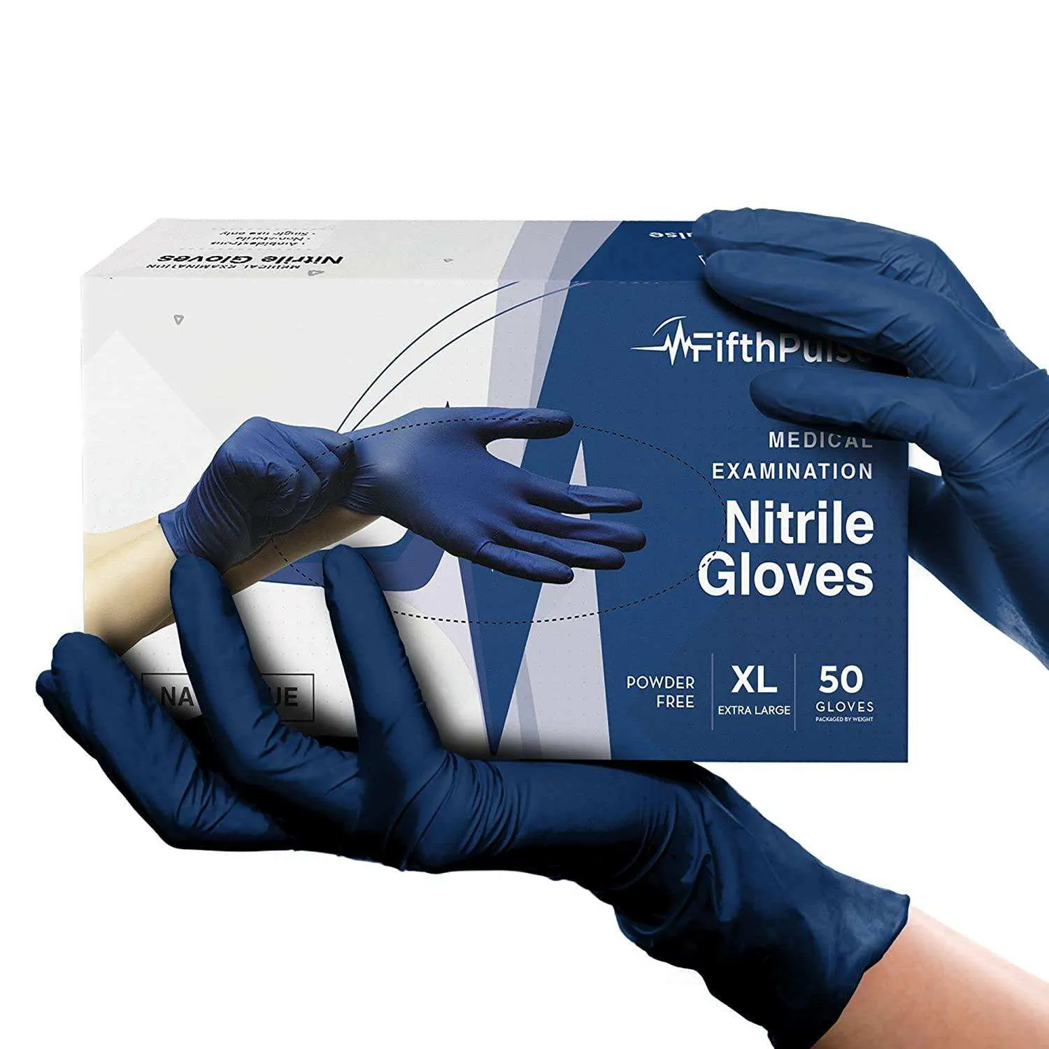 FifthPulse Navy Blue Nitrile Exam Gloves