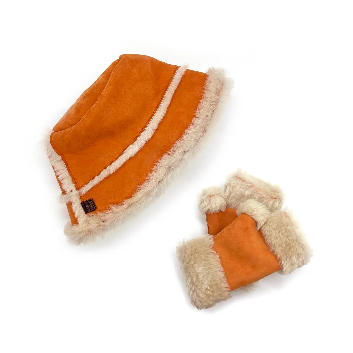 FINGERLESS GLOVES / Peach Suede