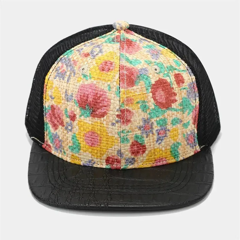 Floral Print Trucker Snapback Cap