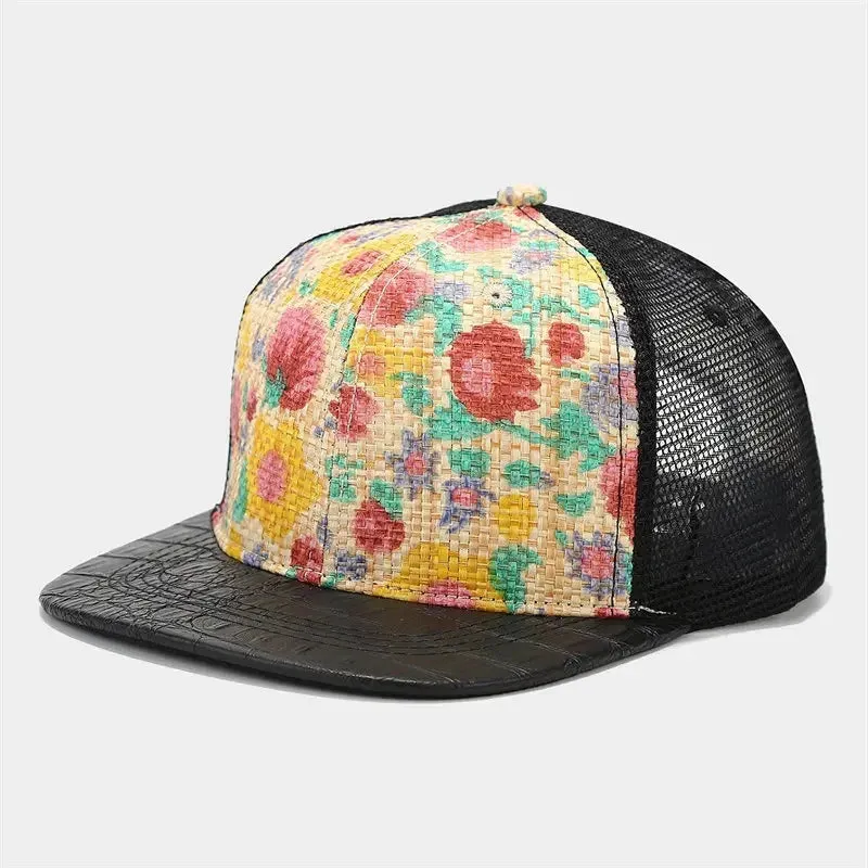 Floral Print Trucker Snapback Cap