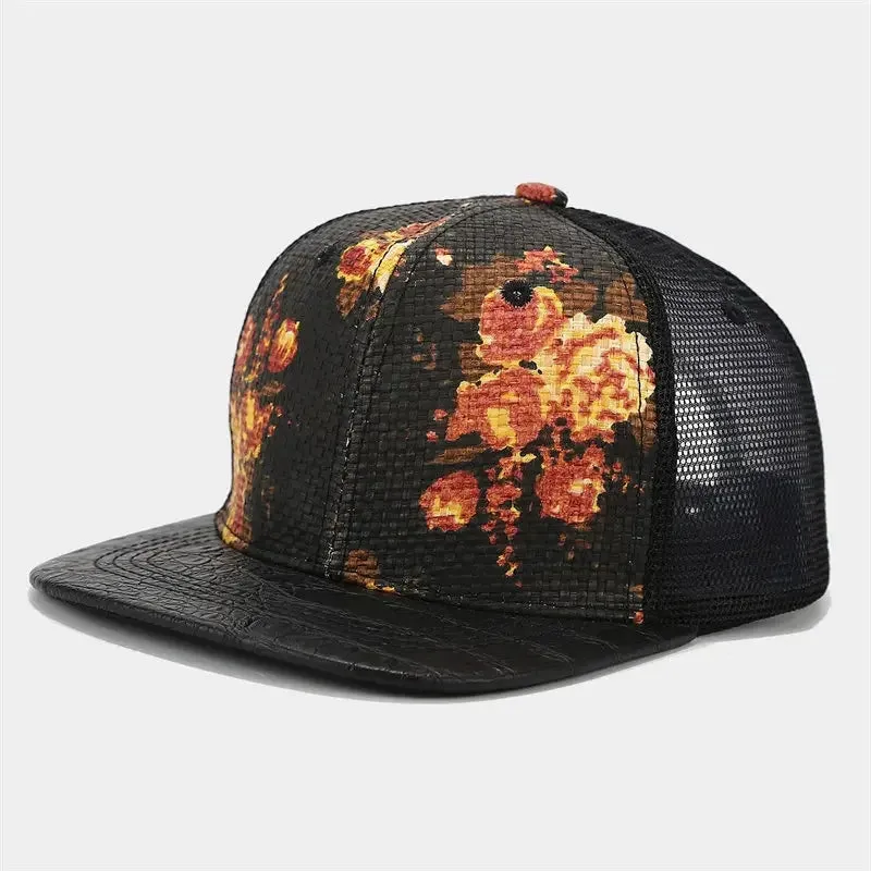 Floral Print Trucker Snapback Cap