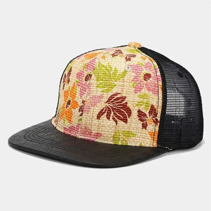 Floral Print Trucker Snapback Cap