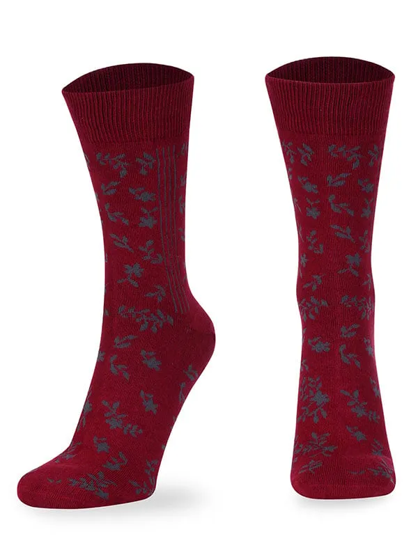 Floral Printed Cotton Full Length Socks