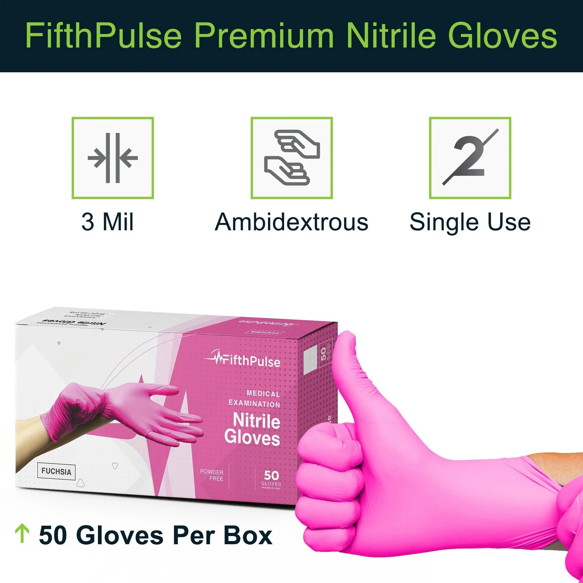 Fuchsia Disposable Nitrile Gloves