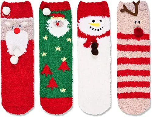 Funny Fuzzy Socks for Women Girls, Slipper Socks, Novelty Christmas Gifts for Her, Best Secret Santa Gifts, Holiday Gifts, Xmas Gifts, Christmas Presents