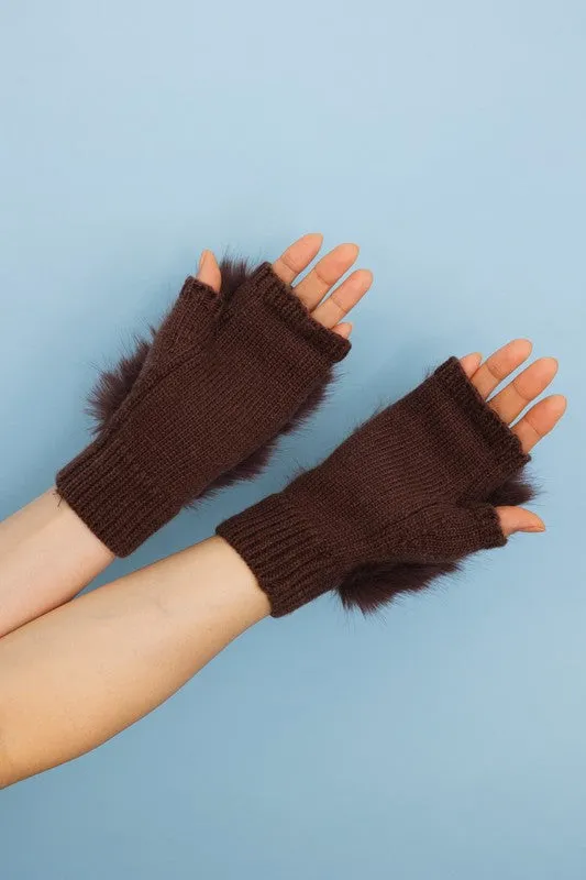 Fuzzy Fur Fingerless Sweater Gloves