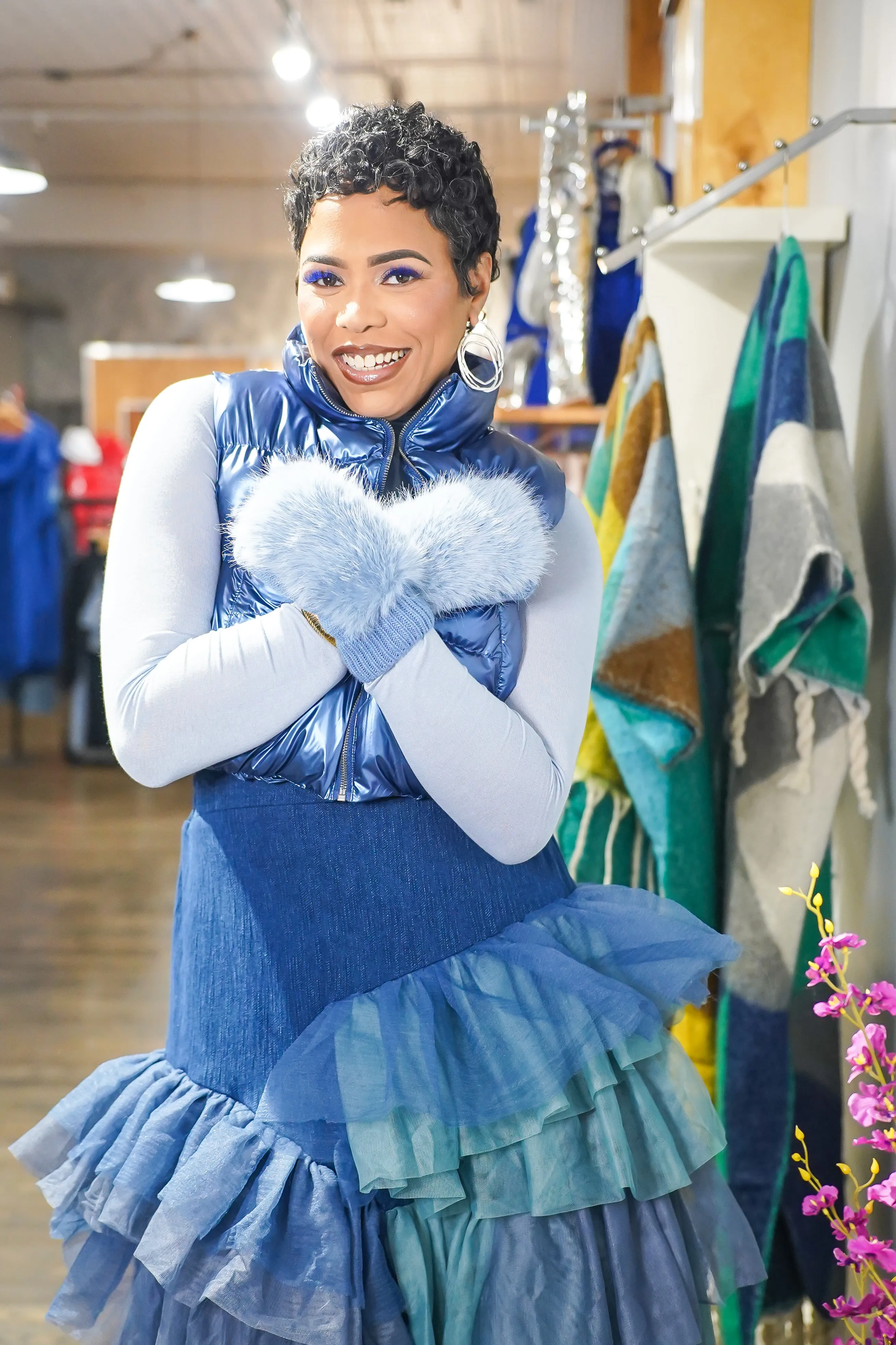 Fuzzy Fur Fingerless Sweater Gloves