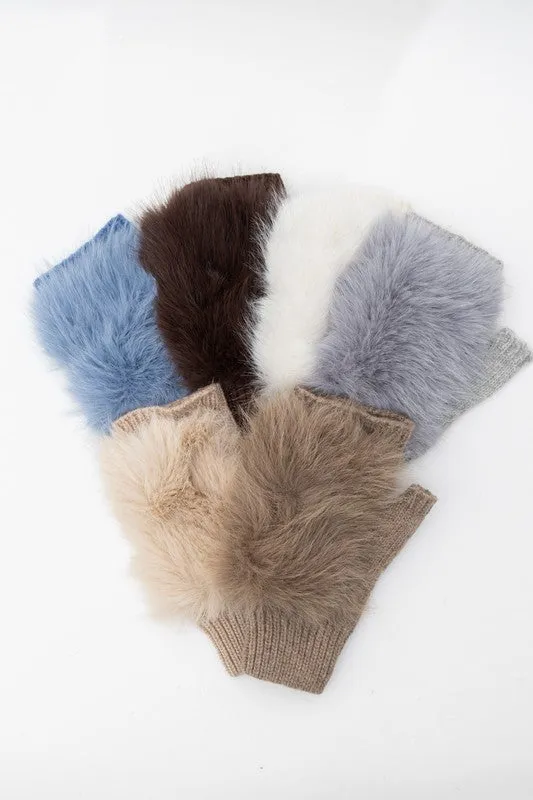 Fuzzy Fur Fingerless Sweater Gloves