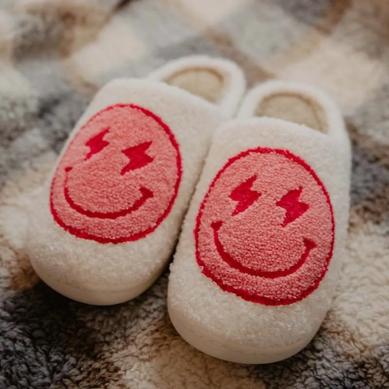 Fuzzy Smiley Face Slipper