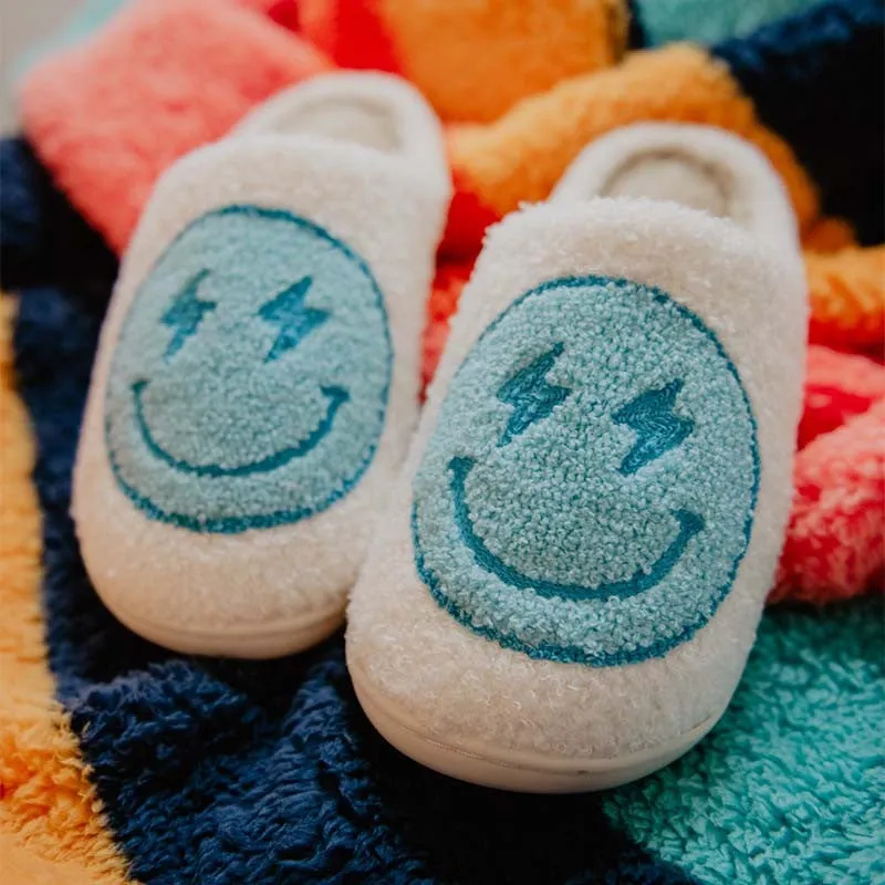 Fuzzy Smiley Face Slipper