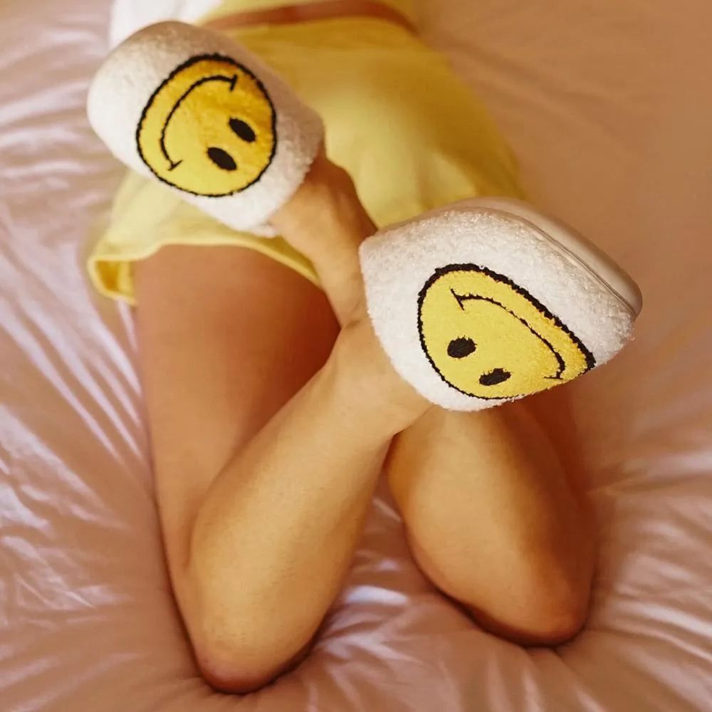 Fuzzy Smiley Face Slipper