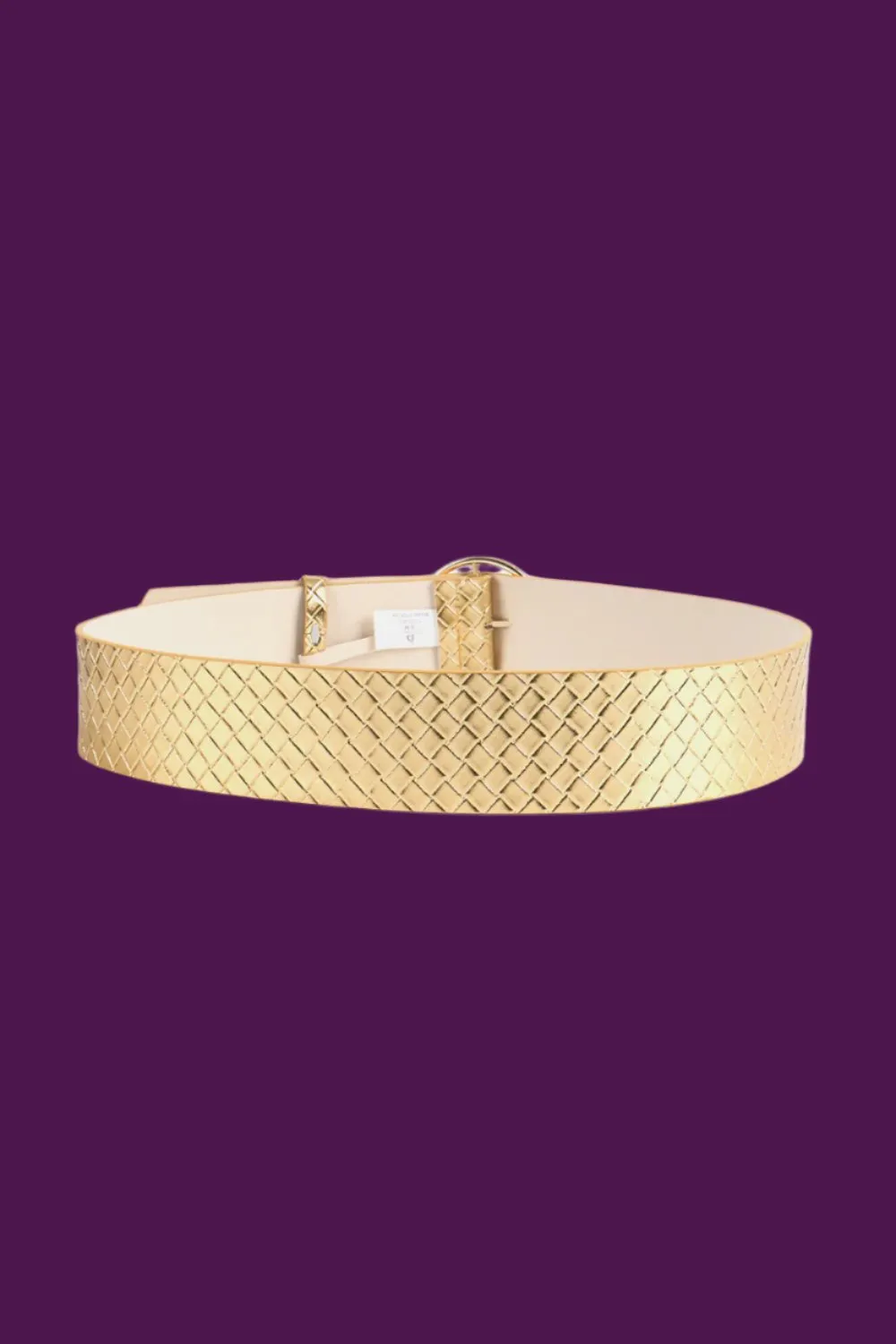 Golden Argyle Patterned Belt with Circle Buckle