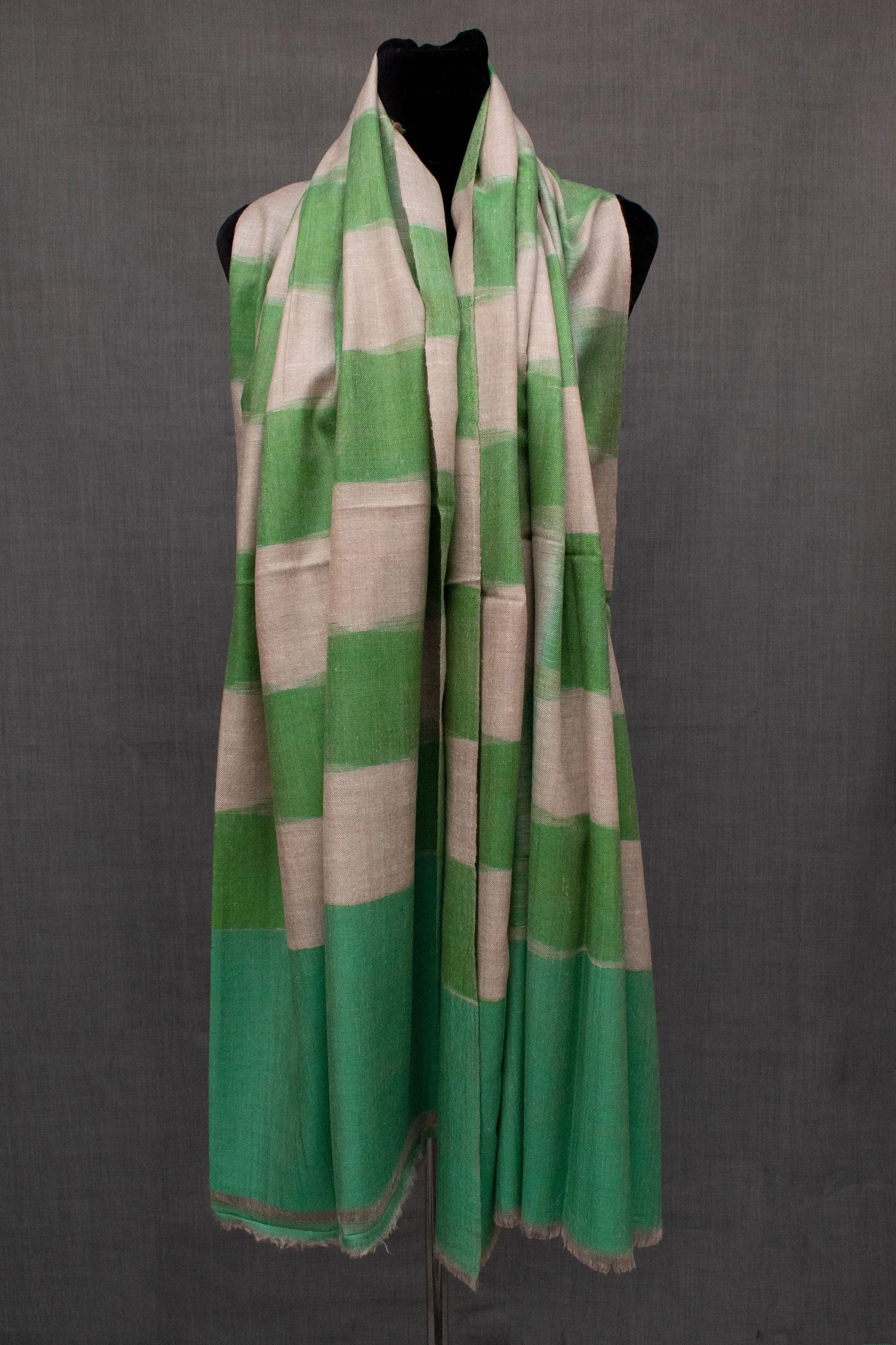 Green Pashmina Shawl Ikat Design