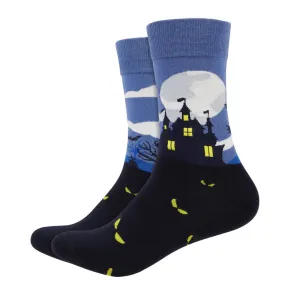 Haunted House Printed Crew Length Socks