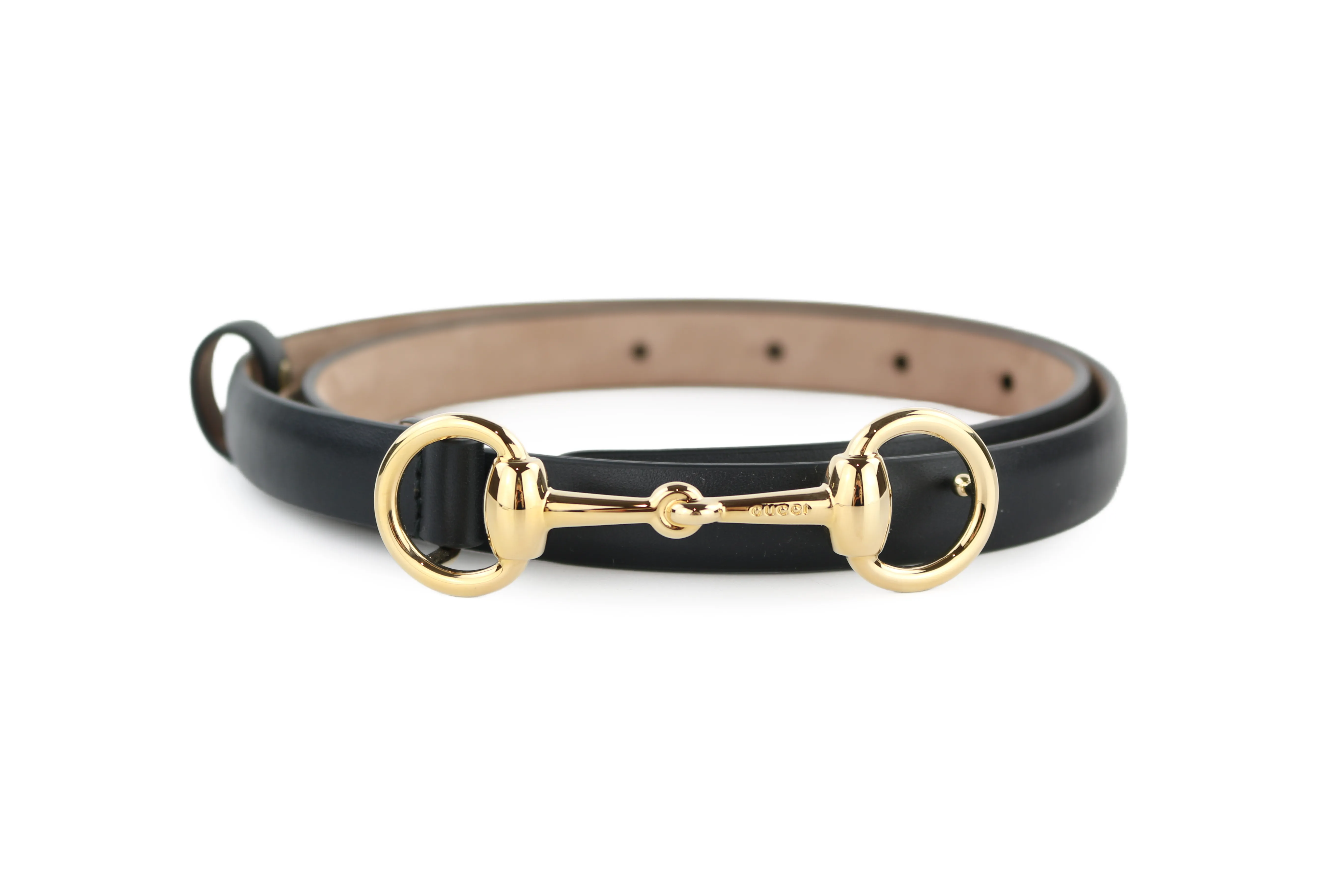 Horsebit Black Thin Belt 70