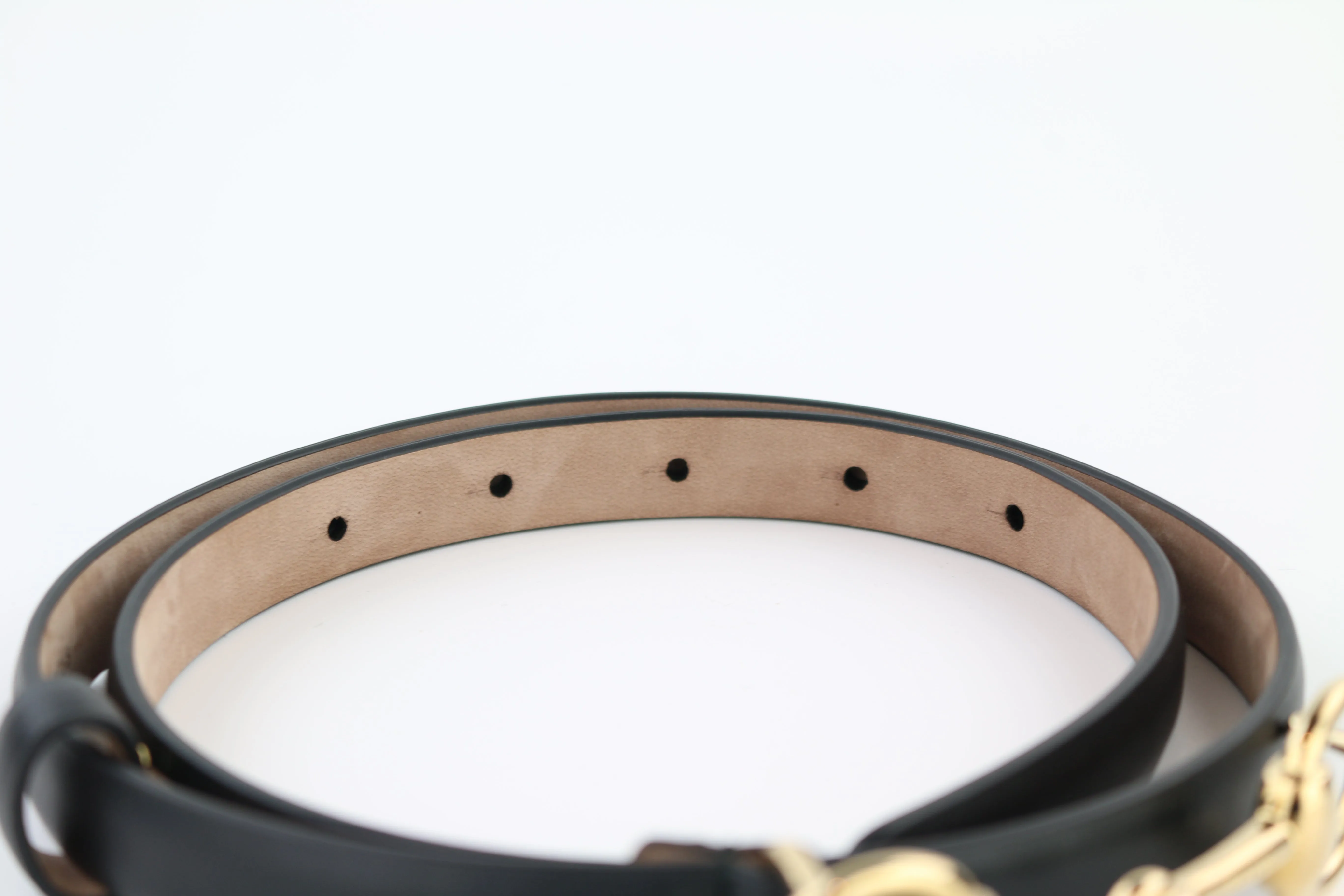 Horsebit Black Thin Belt 70