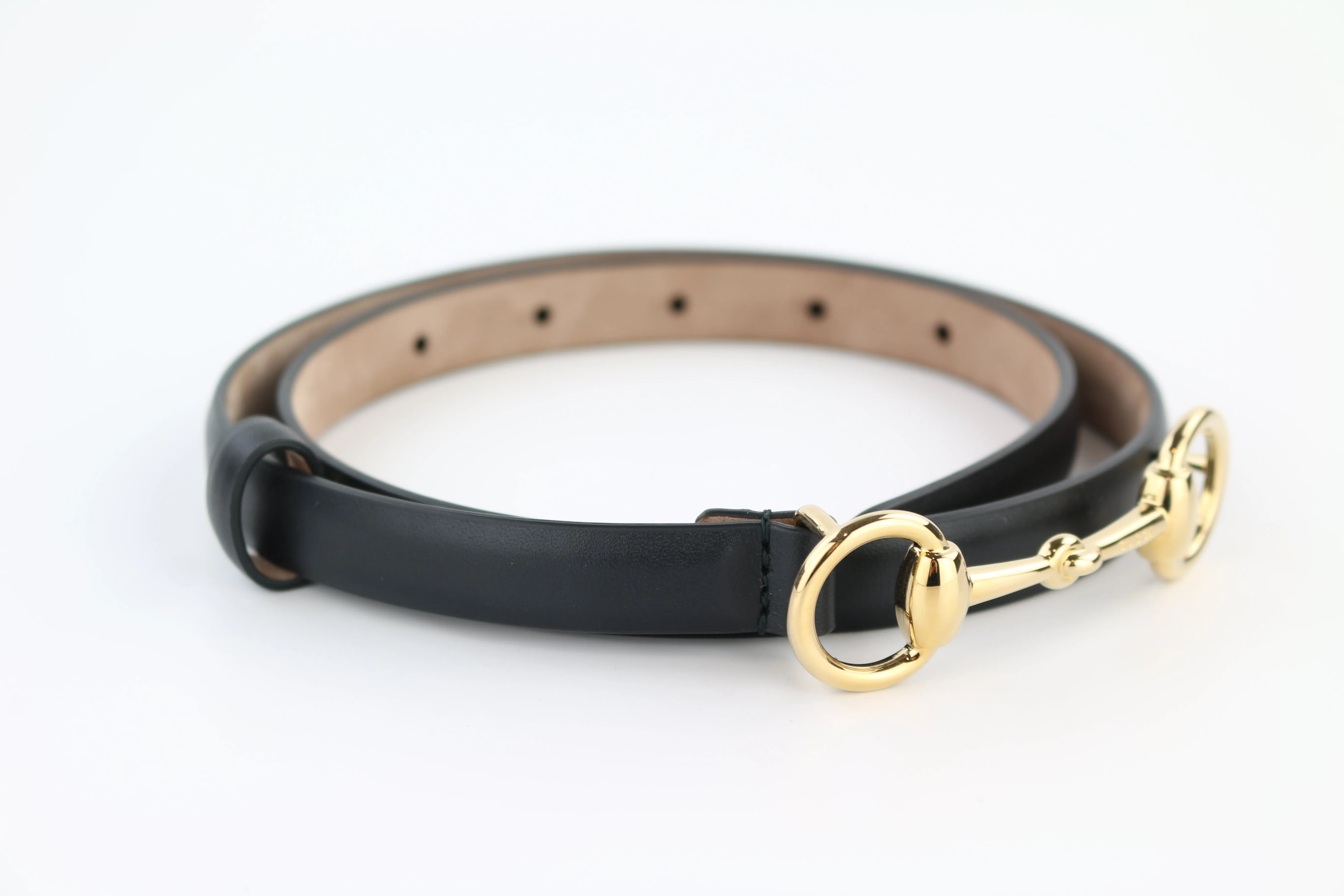 Horsebit Black Thin Belt 70