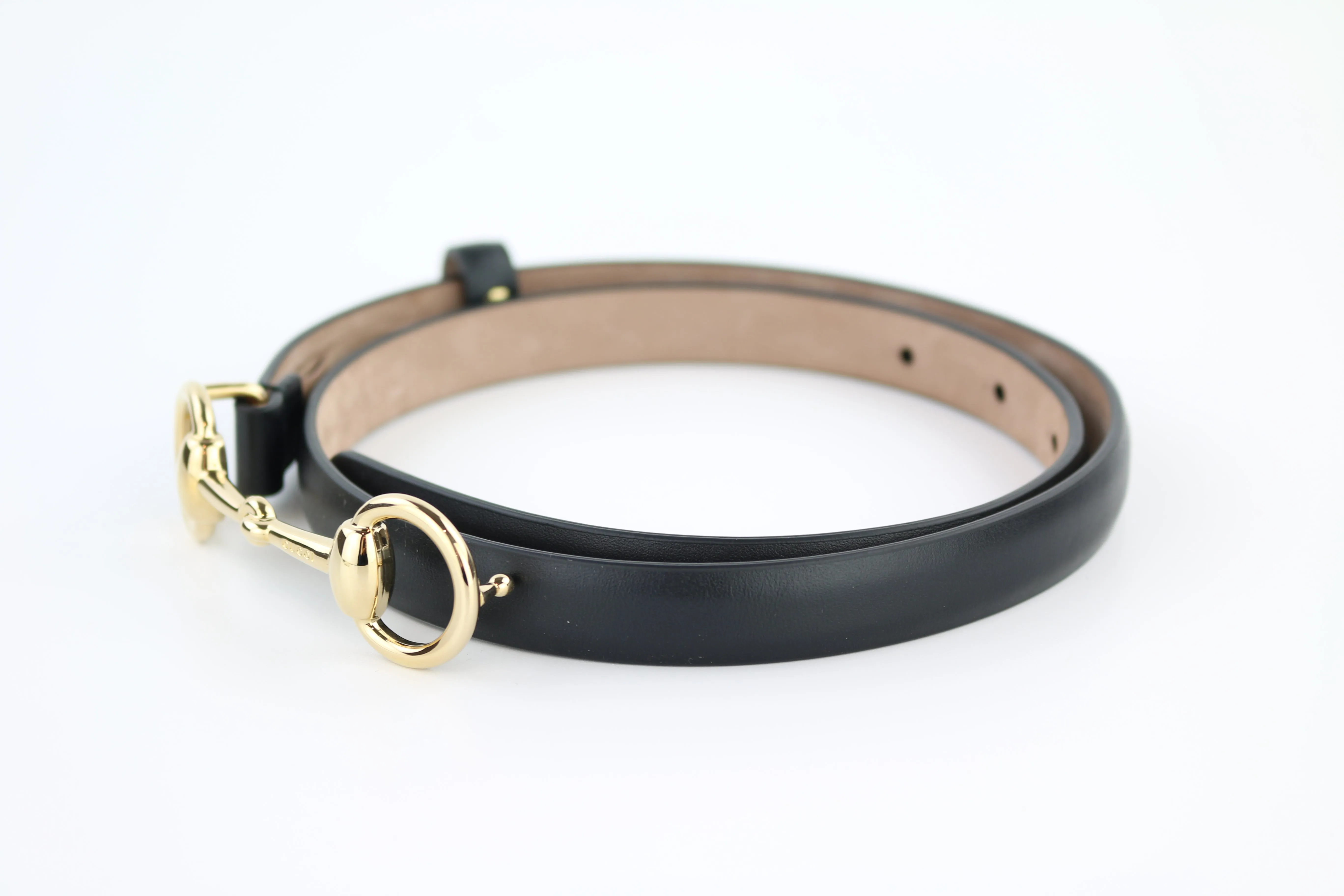 Horsebit Black Thin Belt 70