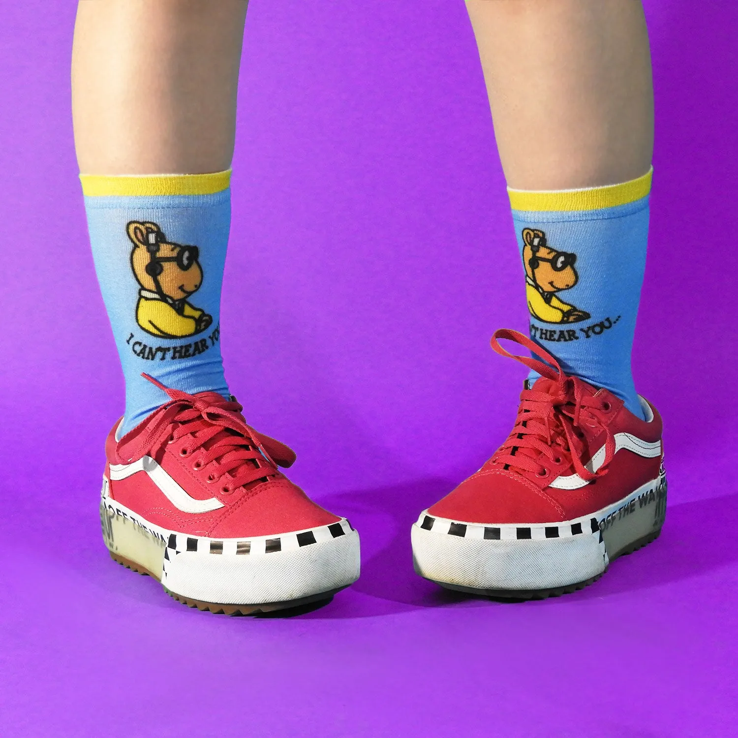 I Can't Hear You Printed Crew Socks