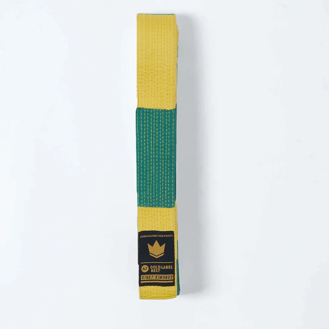 Kingz Gold Label V2 BJJ Belts - Yellow/Green