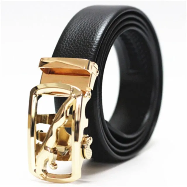 Letter Wild Cat Buckle PU Leather Men's Belt