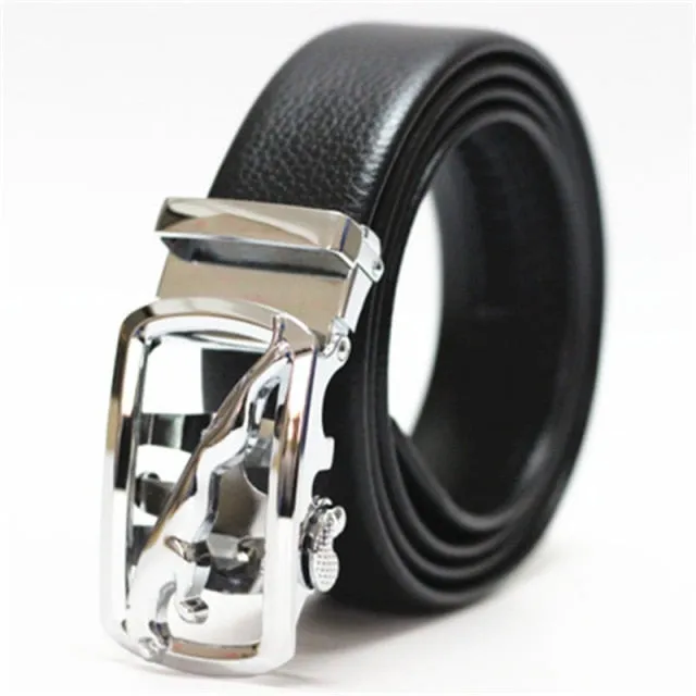 Letter Wild Cat Buckle PU Leather Men's Belt