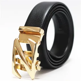 Letter Wild Cat Buckle PU Leather Men's Belt