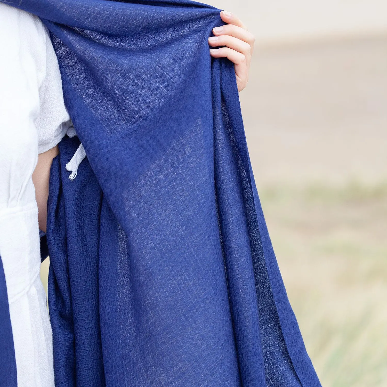 Merino Wool Shawl Navy