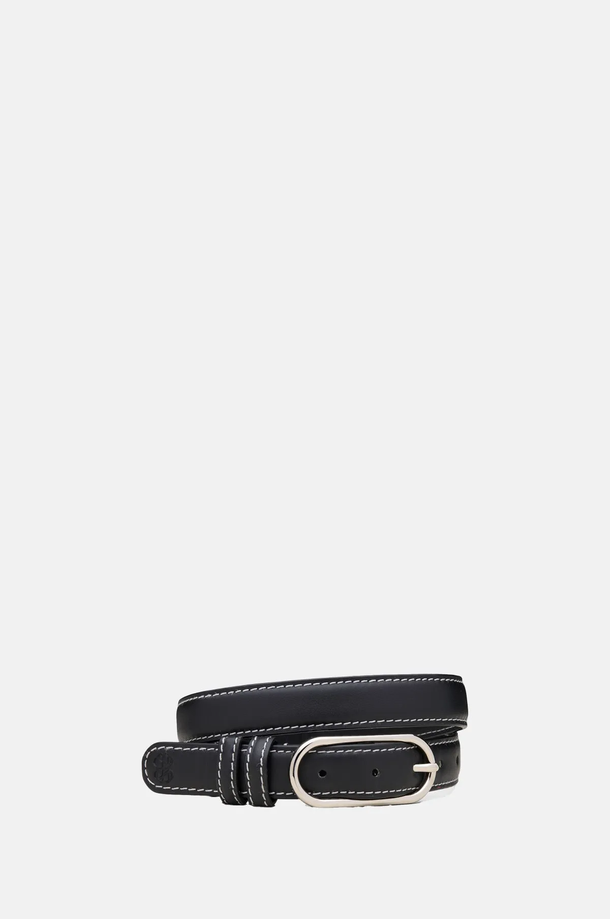 Nola Slim Leather Belt Black