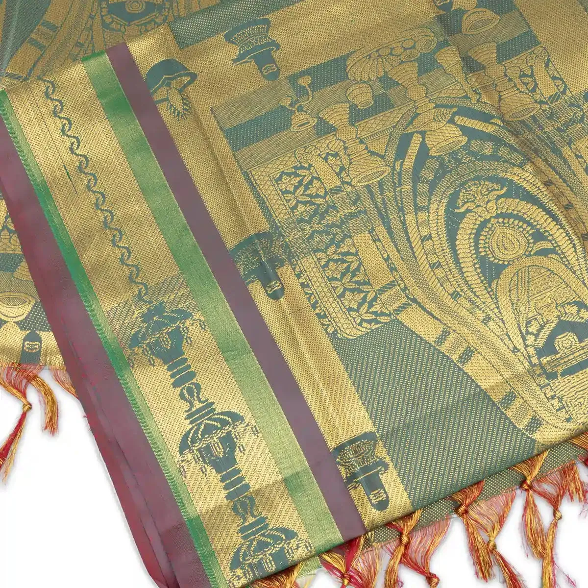 Ponnadai Shawl - 72 x 42 Inches | Annamalaiyar Design Towel/ Jari Angavastram for Men & Women