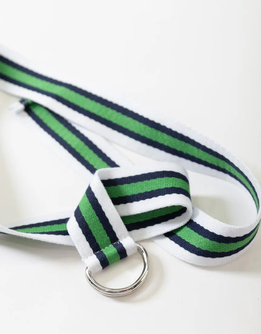 Portsea D-Ring Belt - Green/Navy/White