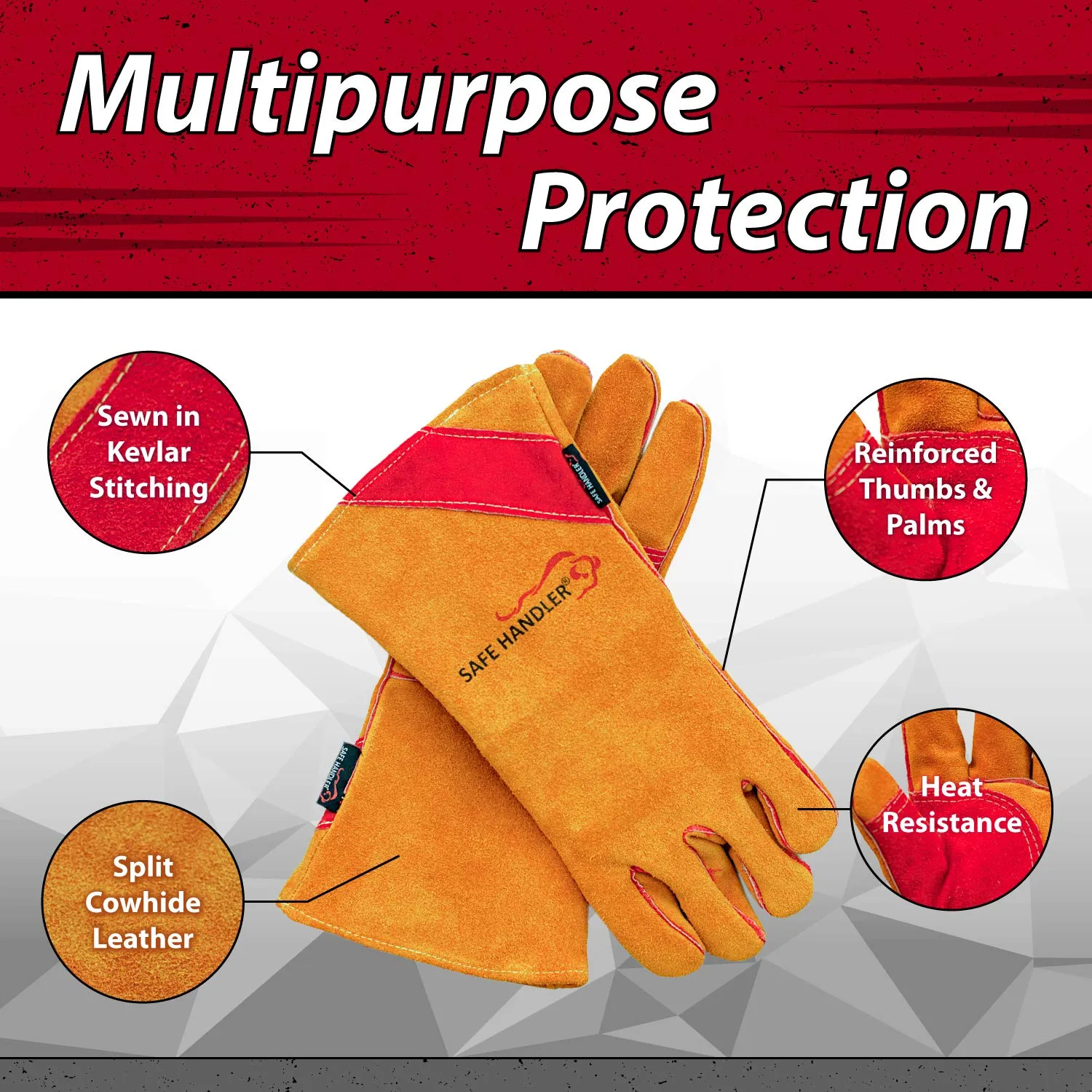 Prime Welding Gloves with Kevlar Thread Protection, Reinforced Thumb & Palm