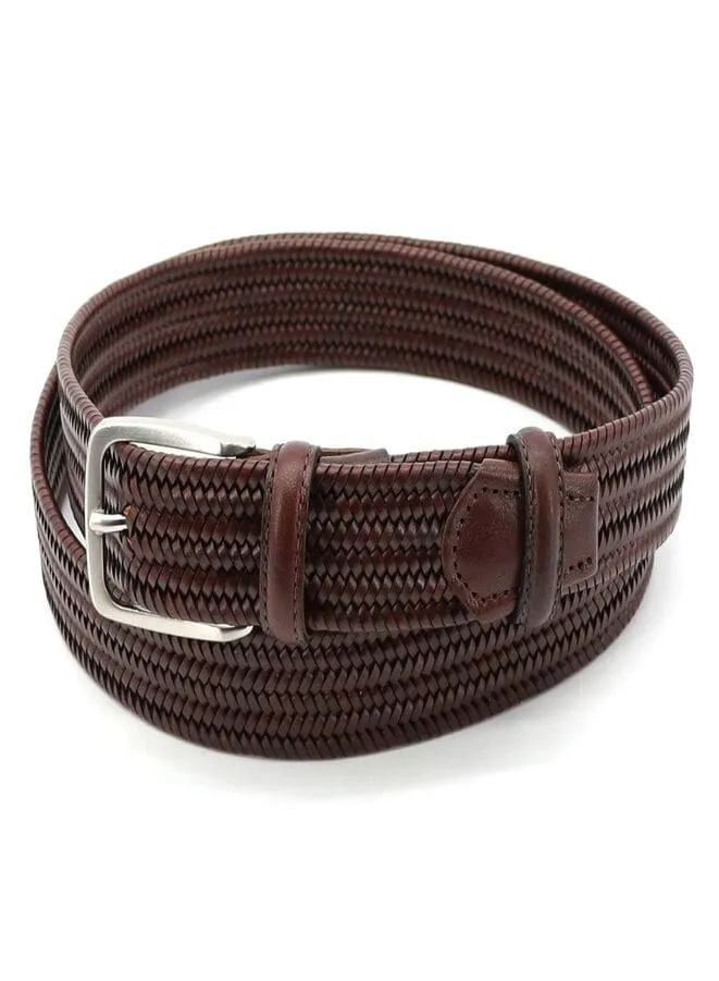 R Roncato Elastic Stretch Leather Belt For Men with Metal Buckle